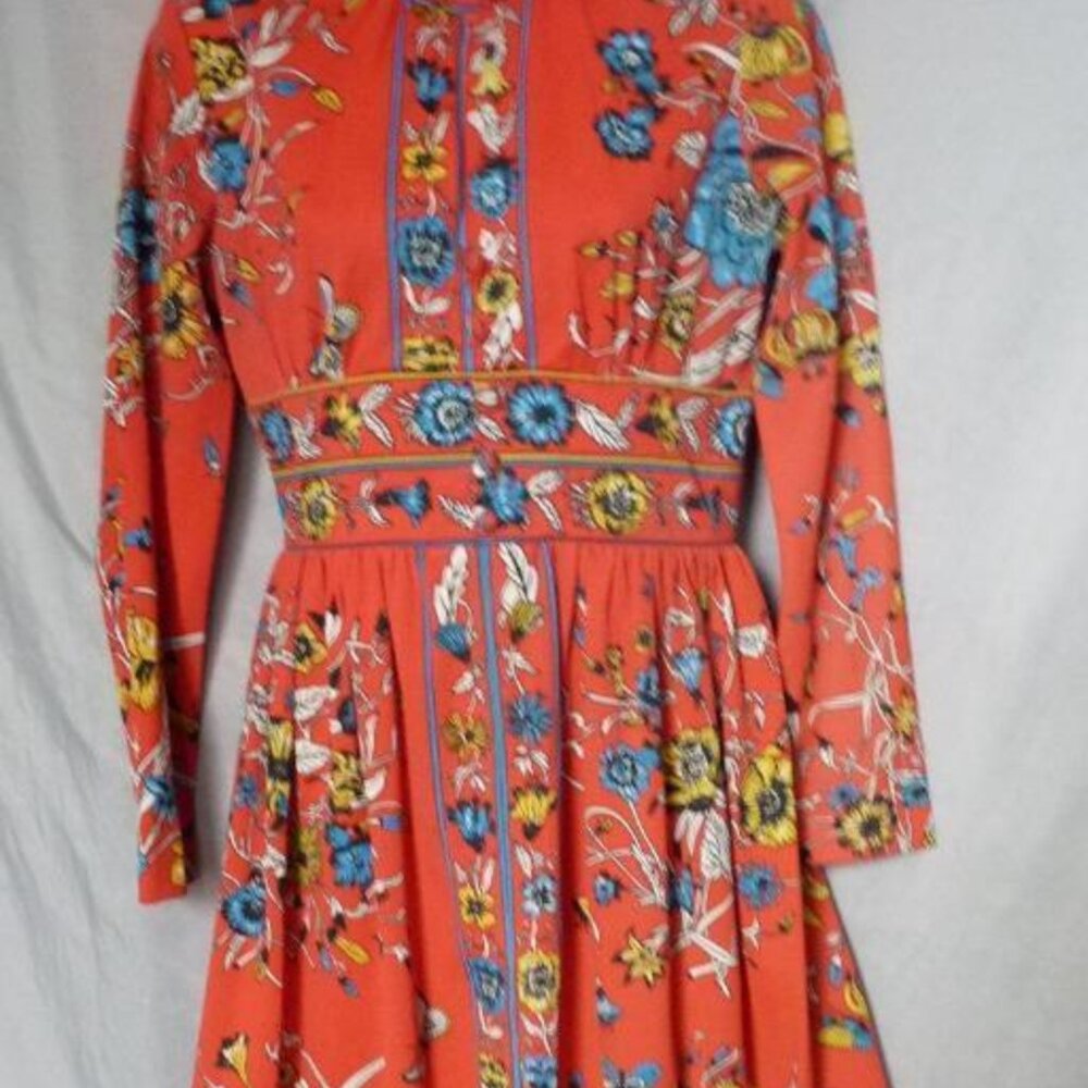 MISS SERBIN PSYCHEDELIC FLORAL VINTAGE GOWN DRESS M - Picture 7 of 7